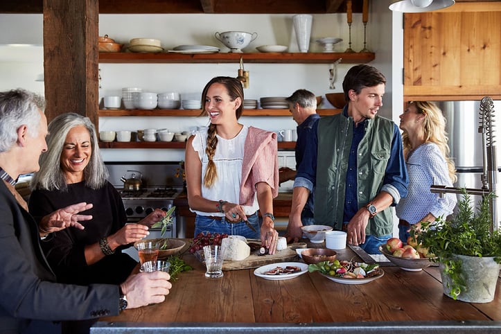 Friends Talking Around the Kitchen Table