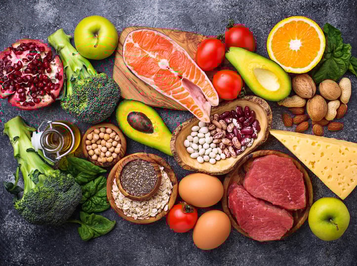 assortment of fruits and healthy foods