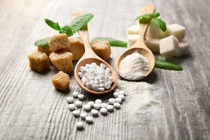 A Table with Stevia and Sugar