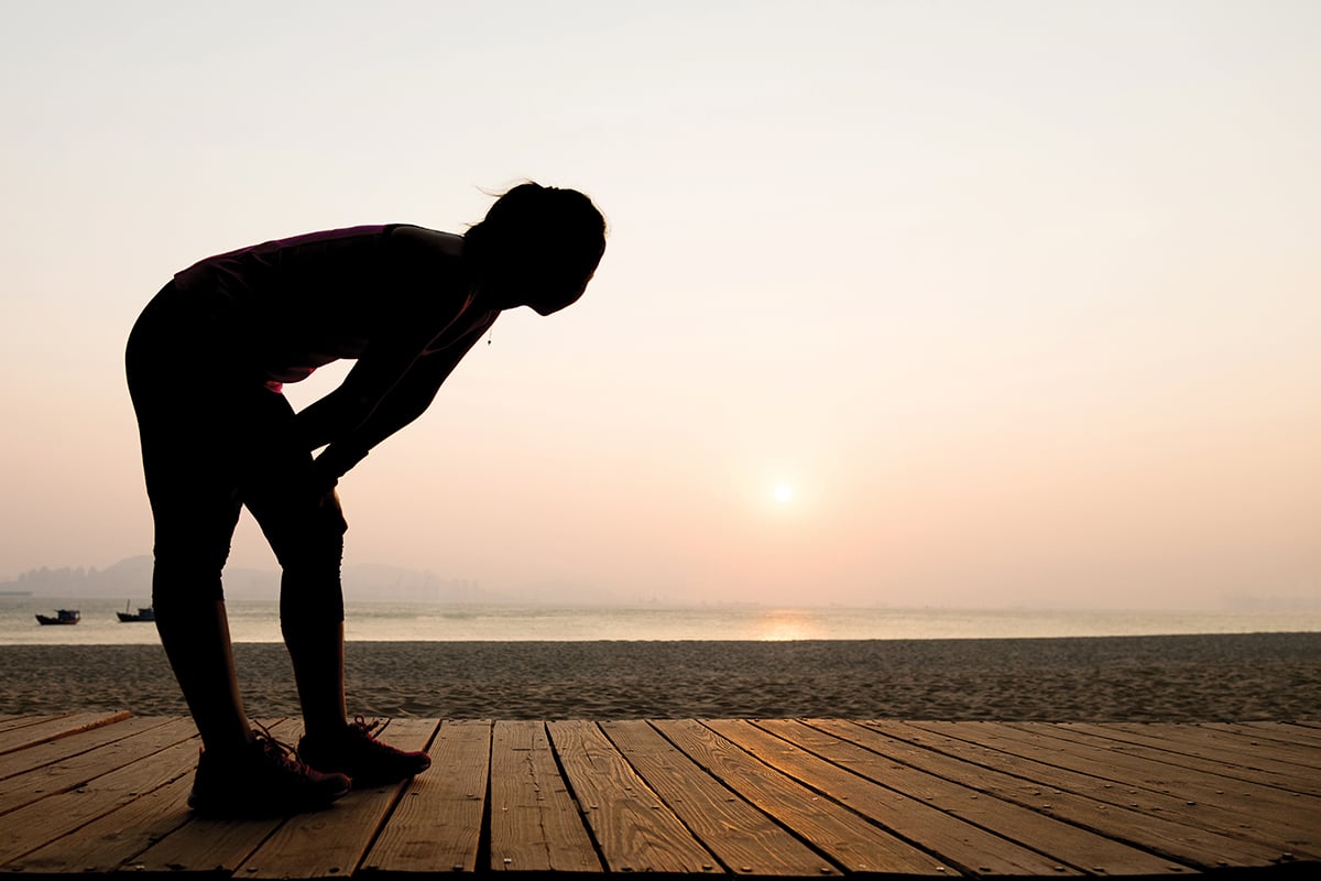 woman recovering from a run