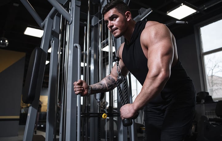 a bodybuilder training in the gym