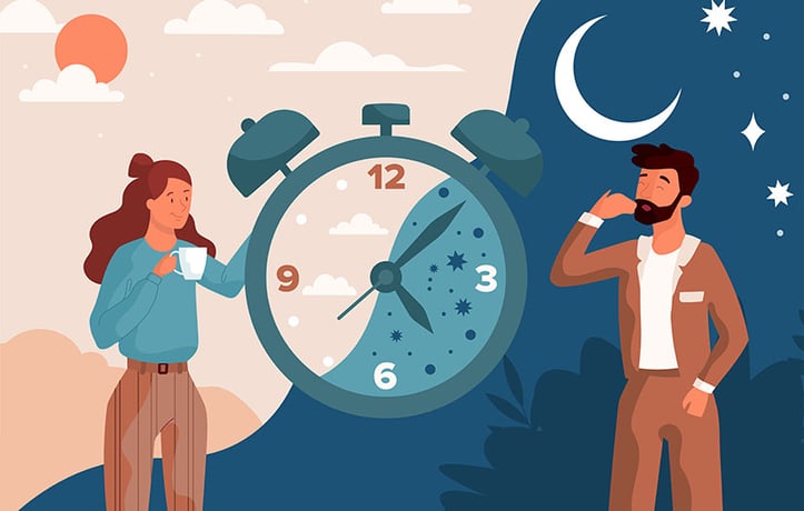 a woman and man circadian rhythm concept