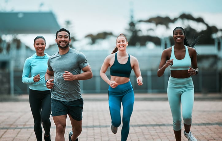 4 people working out outside