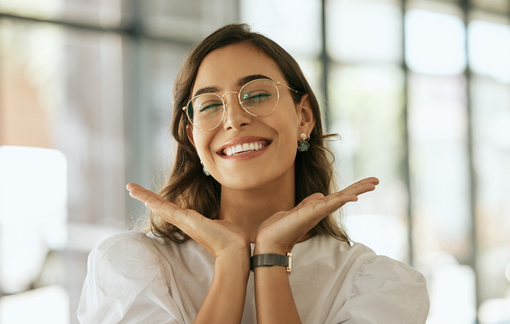 A happy woman smiling