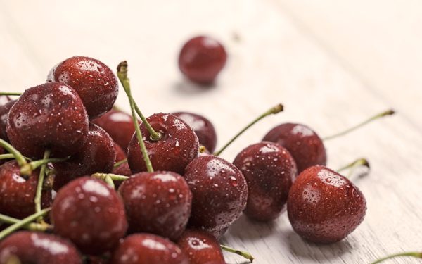 freshly washed cherries