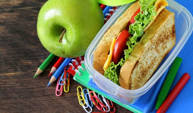 A packed school lunch