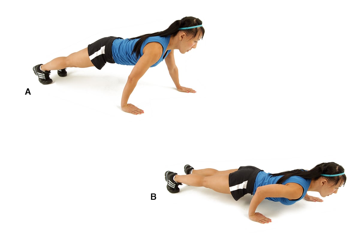 staggered pushup