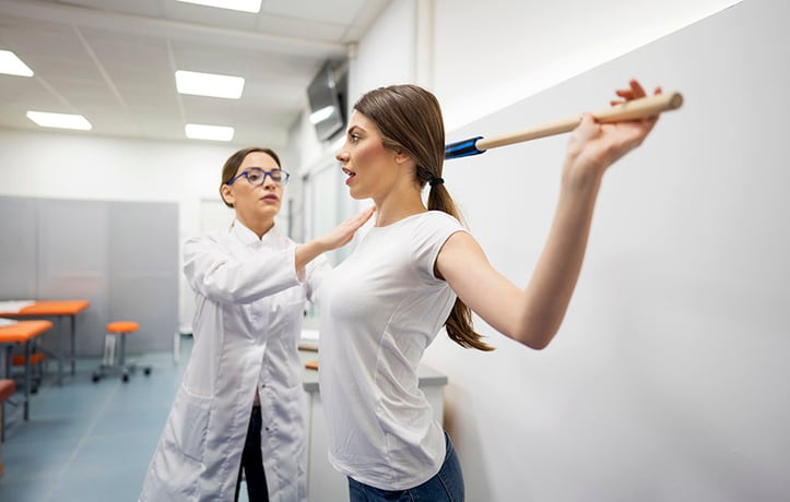 a woman doing a posture test