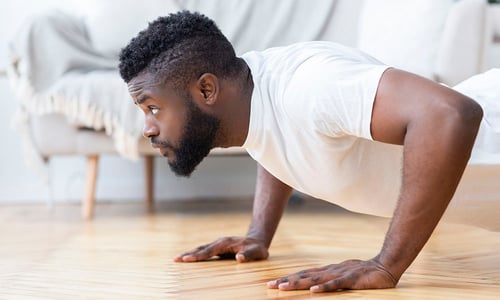 a man doing a pushup