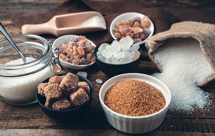 an assortment of sugar in its many forms