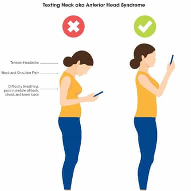 lady texting with a bent neck