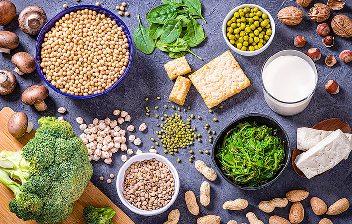 a picture of high protein foods for vegans and vegetarians