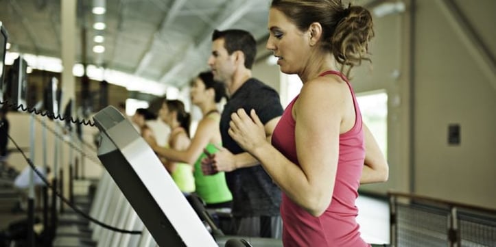 woman running on a treadmill