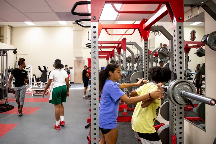 youths training in the gym