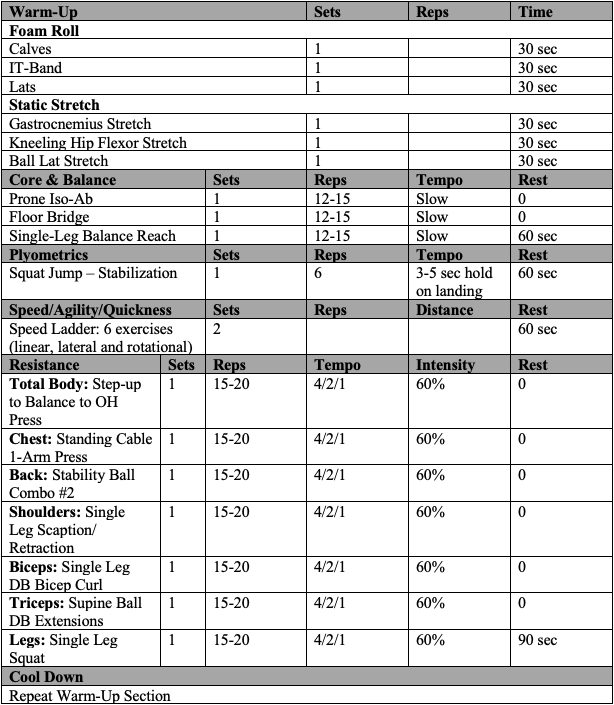 Example of a 12-month basketball training program.