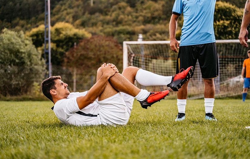 a soccer play with a sports injury