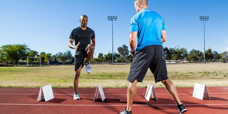 a client doing speed, agility, and quickness drills 